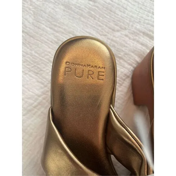PURE Donna Karan Adalee Platform Sandal in Gold  NEW