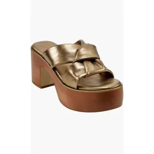 PURE Donna Karan Adalee Platform Sandal in Gold  NEW