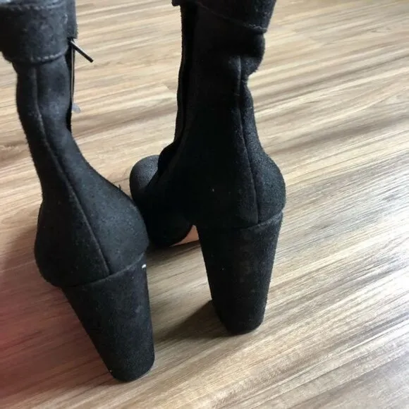 Rachel Comey Suede Heeled Midi Strap Block Heel Boots Booties