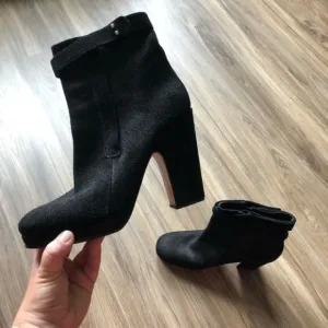 Rachel Comey Suede Heeled Midi Strap Block Heel Boots Booties