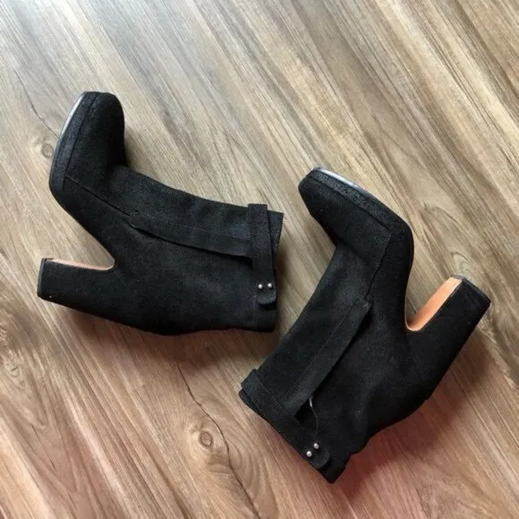 Rachel Comey Suede Heeled Midi Strap Block Heel Boots Booties