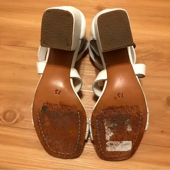 RACHEL COMEY White Open Toe Block Heel Sandals