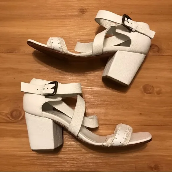 RACHEL COMEY White Open Toe Block Heel Sandals