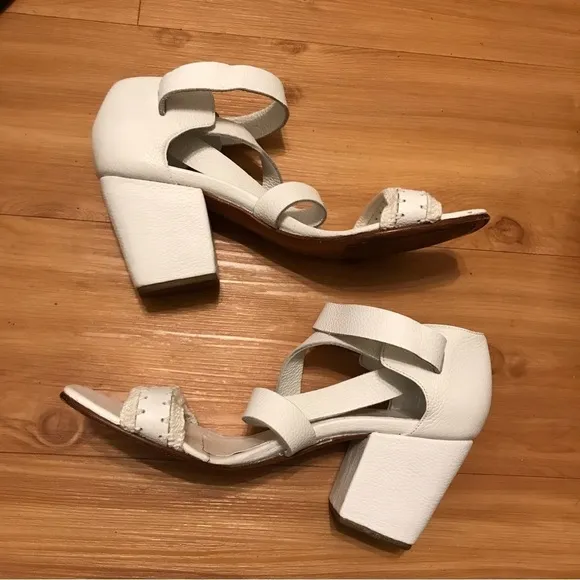 RACHEL COMEY White Open Toe Block Heel Sandals