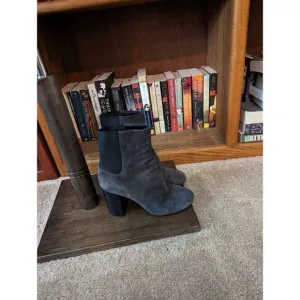 Rag &amp; Bone Agnes grey suede block heel ankle boots sz 38 euc