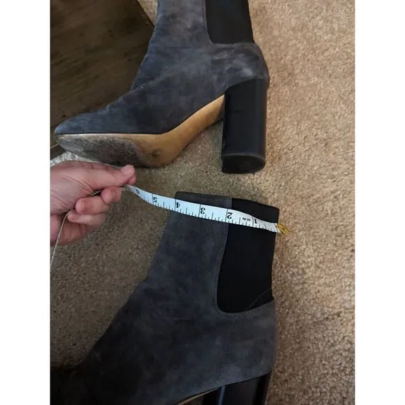 Rag &amp; Bone Agnes grey suede block heel ankle boots sz 38 euc