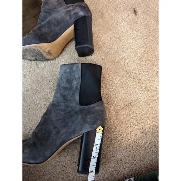 Rag &amp; Bone Agnes grey suede block heel ankle boots sz 38 euc