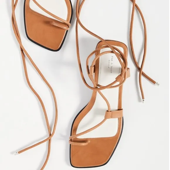Rag &amp; Bone Cindy Tie leather sandals laced up tan 6.5