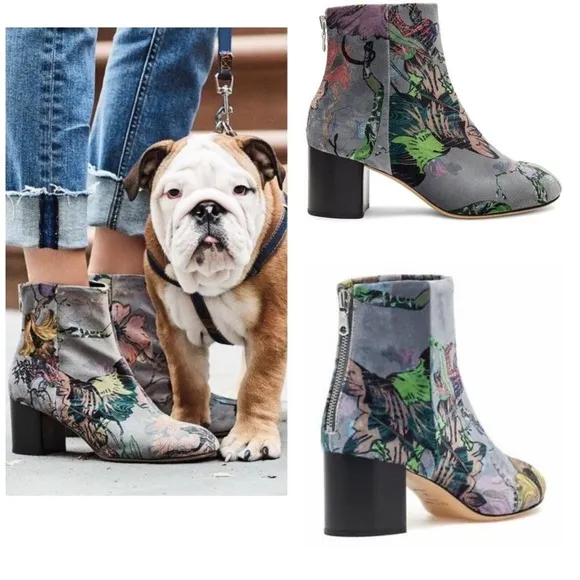Rag &amp; Bone Drea Velvet Printed floral Leather Boots size 40