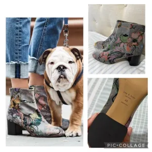 Rag &amp; Bone Drea Velvet Printed floral Leather Boots size 40