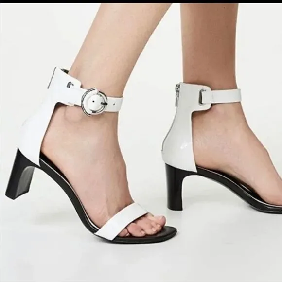 Rag &amp; Bone Ellis Mid Patent Leather Heel in White New in box