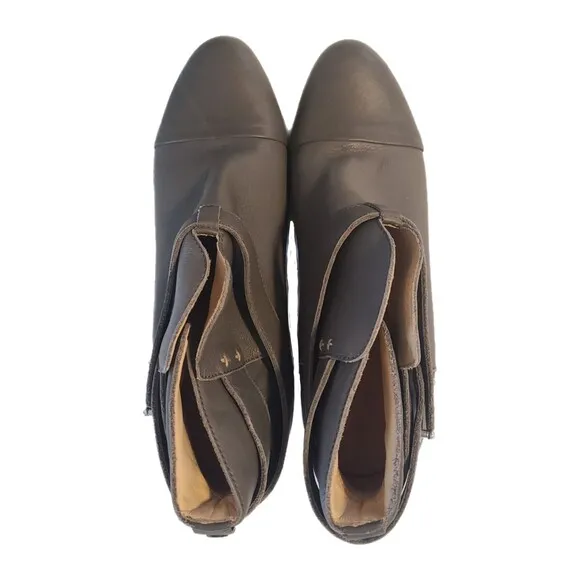 Rag &amp; Bone 'Harrow' Gray Leather &amp; Wood Block Heel Ankle Boots EU 39.5/US 9 VGUC