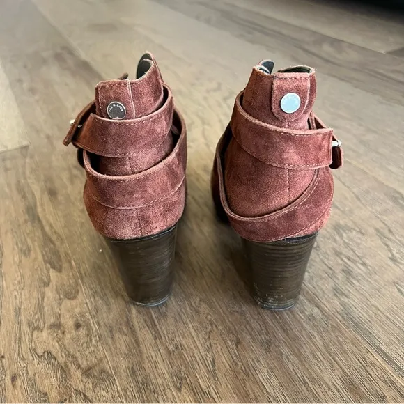 Rag &amp; Bone Harrow Suede Brown Ankle Booties in Espresso, Size 40