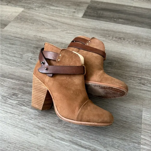 Rag &amp; Bone Harrow suede leather ankle boots in caramel color 8.5