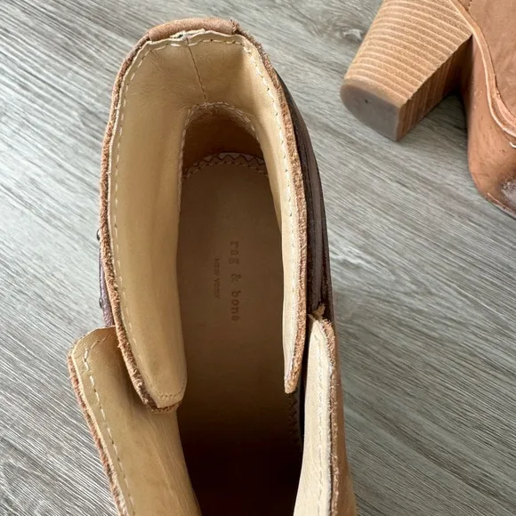 Rag &amp; Bone Harrow suede leather ankle boots in caramel color 8.5