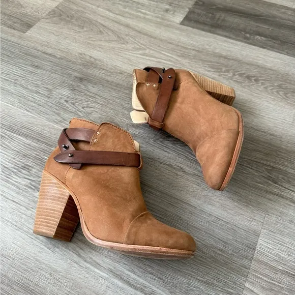 Rag &amp; Bone Harrow suede leather ankle boots in caramel color 8.5