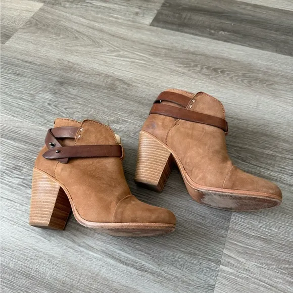 Rag &amp; Bone Harrow suede leather ankle boots in caramel color 8.5