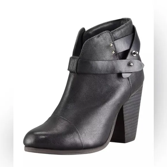 Rag &amp; Bone Harrow Women’s Leather Ankle Boots Heels Booties Sz 38.5 Black US 8