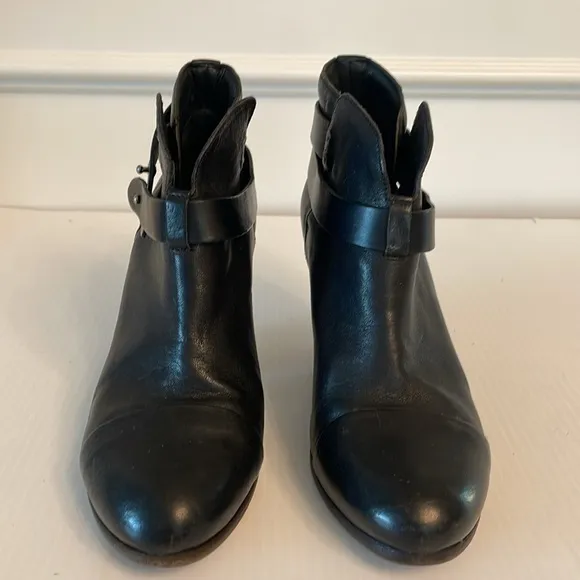 Rag &amp; Bone Harrow Women’s Leather Ankle Boots Heels Booties Sz 38.5 Black US 8