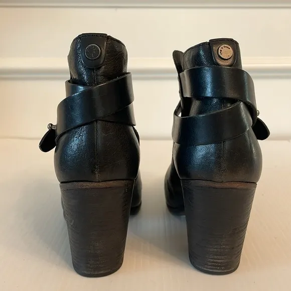 Rag &amp; Bone Harrow Women’s Leather Ankle Boots Heels Booties Sz 38.5 Black US 8
