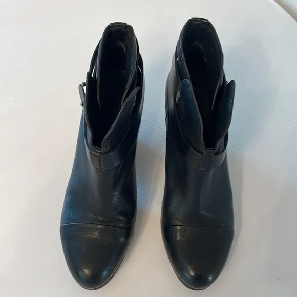 Rag &amp; Bone Harrow Women’s Leather Ankle Boots Heels Booties Sz 38.5 Black US 8