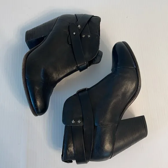Rag &amp; Bone Harrow Women’s Leather Ankle Boots Heels Booties Sz 38.5 Black US 8