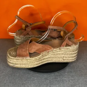 Rag &amp; Bone Hera Espadrille Wedge Sandal Cognac Brown Size 11 EU 41