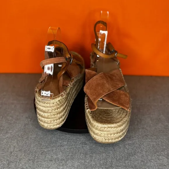 Rag &amp; Bone Hera Espadrille Wedge Sandal Cognac Brown Size 11 EU 41