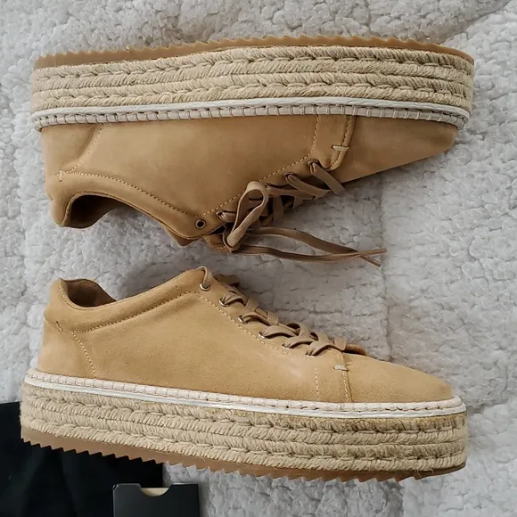 Rag &amp; Bone Kent Espadrille Platform Shoes in Dune Suede Size 7.5