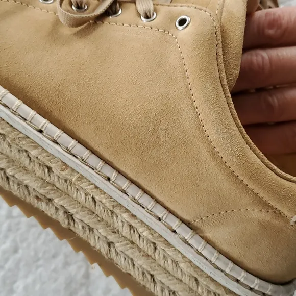 Rag &amp; Bone Kent Espadrille Platform Shoes in Dune Suede Size 7.5