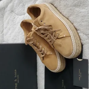 Rag &amp; Bone Kent Espadrille Platform Shoes in Dune Suede Size 7.5