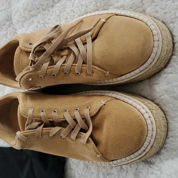 Rag &amp; Bone Kent Espadrille Platform Shoes in Dune Suede Size 7.5