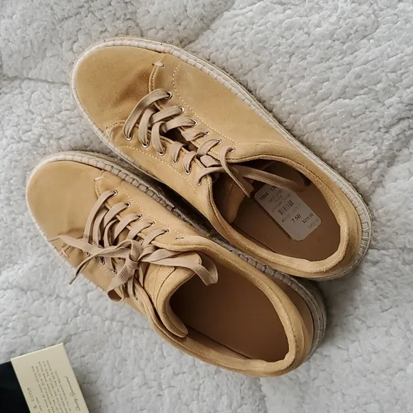 Rag &amp; Bone Kent Espadrille Platform Shoes in Dune Suede Size 7.5