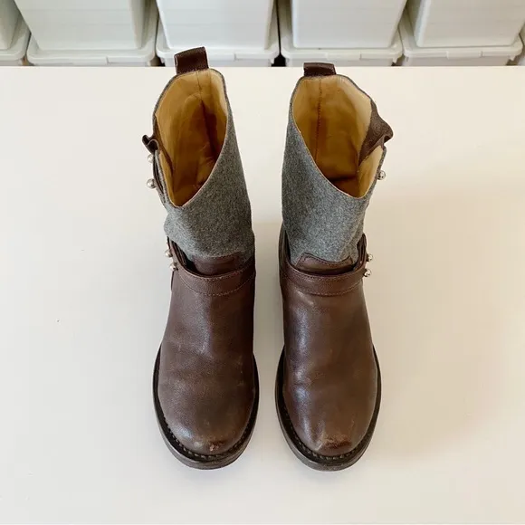 Rag &amp; Bone Leather Mid-Calf Moto Biker Boots