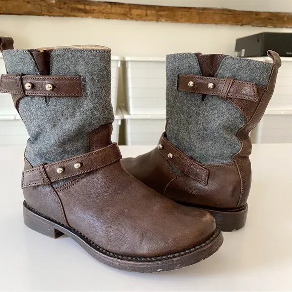 Rag &amp; Bone Leather Mid-Calf Moto Biker Boots