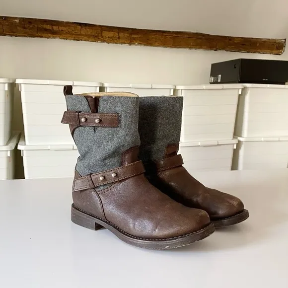 Rag &amp; Bone Leather Mid-Calf Moto Biker Boots