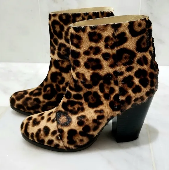 Rag &amp; Bone Leopard Calf Hair Newbury Booties 39.5