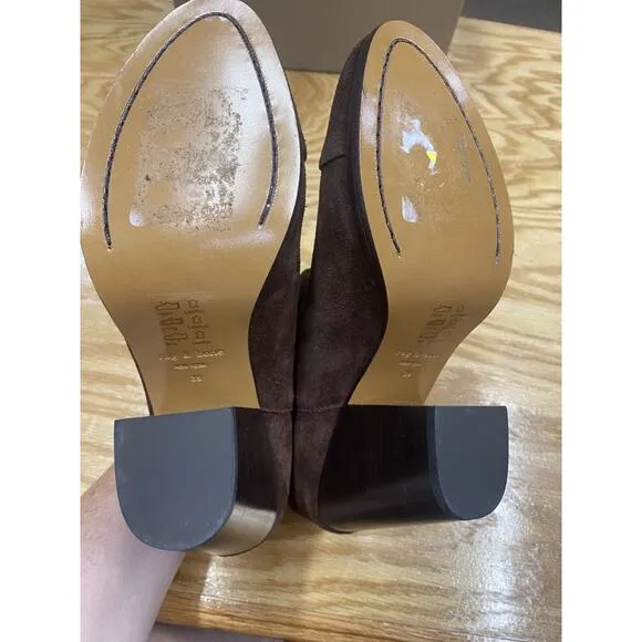 Rag &amp; Bone NY Harrow Bootie Women's 8.5 Brown Suede Block Heel Ankle Boots B50