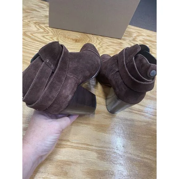 Rag &amp; Bone NY Harrow Bootie Women's 8.5 Brown Suede Block Heel Ankle Boots B50