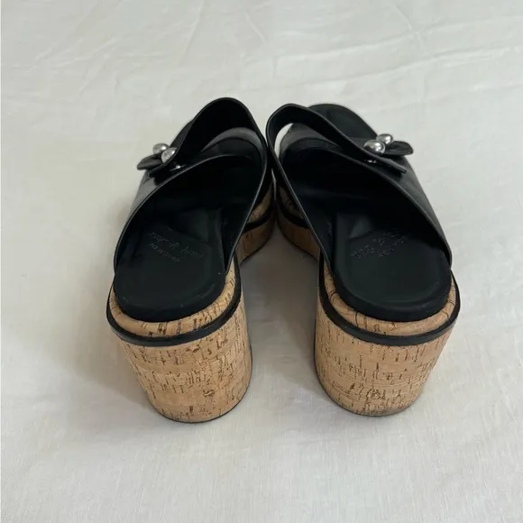 Rag &amp; Bone Sommer Leather Double-Buckle Slide High-Heel Wedge Sandals Size 41