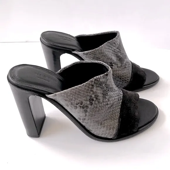 Rag &amp; Bone 'Tristan' Snake Print Suede Leather Mule Sandals, size 7