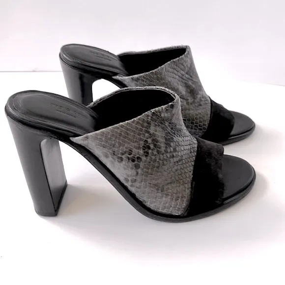Rag &amp; Bone 'Tristan' Snake Print Suede Leather Mule Sandals, size 7