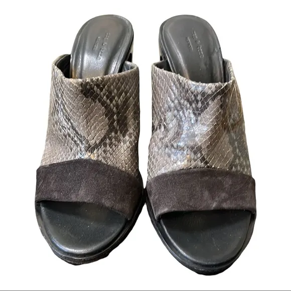 Rag &amp; Bone 'Tristan' Snake Print Suede Leather Mule Sandals, size 7