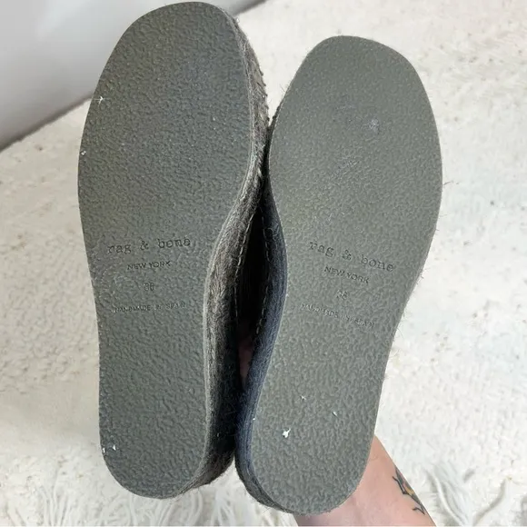 Rag &amp; Bone VIV Sandals Green Snake Print Leather Open Toe Wedge Espadrille 6 NEW