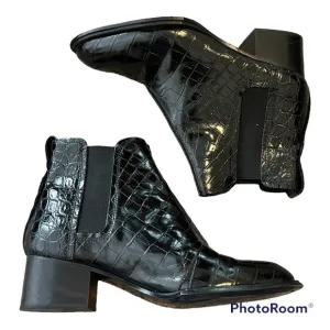 Rag &amp; Bone Walker II Croc Embossed Chelsea Boots Black Size 40 / 10