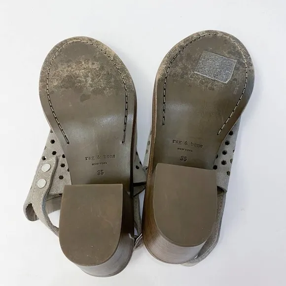 Rag &amp; Bone Wyatt Mid Heel City Sandals Taupe Suede Slingback Bootie Size 5