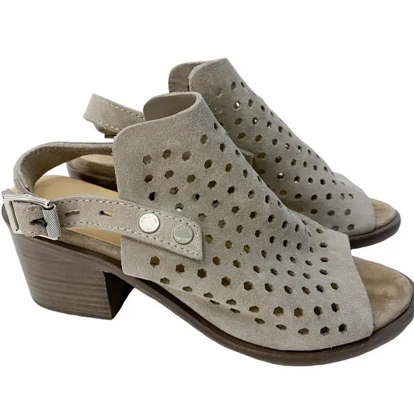 Rag &amp; Bone Wyatt Mid Heel City Sandals Taupe Suede Slingback Bootie Size 5