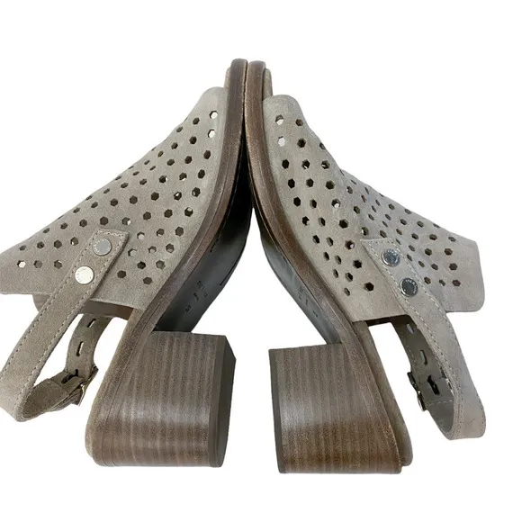 Rag &amp; Bone Wyatt Mid Heel City Sandals Taupe Suede Slingback Bootie Size 5