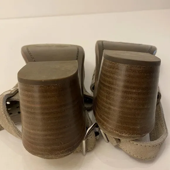 Rag &amp; Bone Wyatt Mid Heel City Sandals Taupe Suede Slingback Bootie Size 5