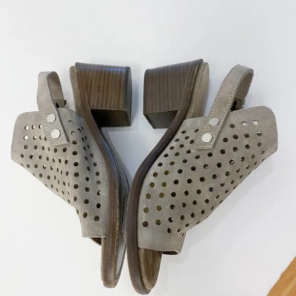 Rag &amp; Bone Wyatt Mid Heel City Sandals Taupe Suede Slingback Bootie Size 5